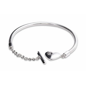 Pulsera Pandora Moments Cadena Serpiente Con Cierre T En Forma De Corazón Plata