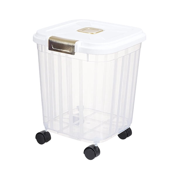 Contenedor de alimentos con ruedas, contenedor de alimentos secos, contenedor de cereales multipropósito, contenedor de almacenamiento de arroz, conte blanco 15kg