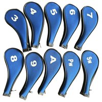 Magideal - 10 Piezas De Neopreno, Cubierta De Cabeza De Hierro De Golf, Accesorios De Cubierta De Cabeza De Palo De Golf Protector Impermeable Etiqueta De Número , Borde Negro Y Azul. Lado Negro Y Azul