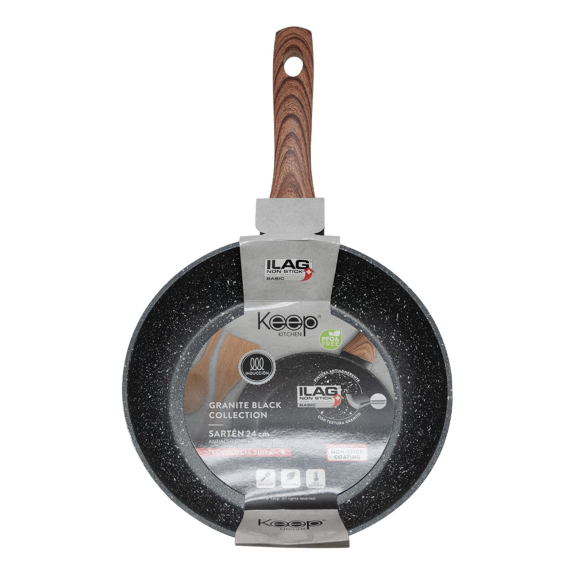 Keep - Sartén 24 Cm Granite Aluminio Forjado Negro