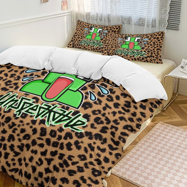 Leopard Print Unspeakable Comforter Set Soft 3 Pcs Twin Bedding Sets Thicken for All Season