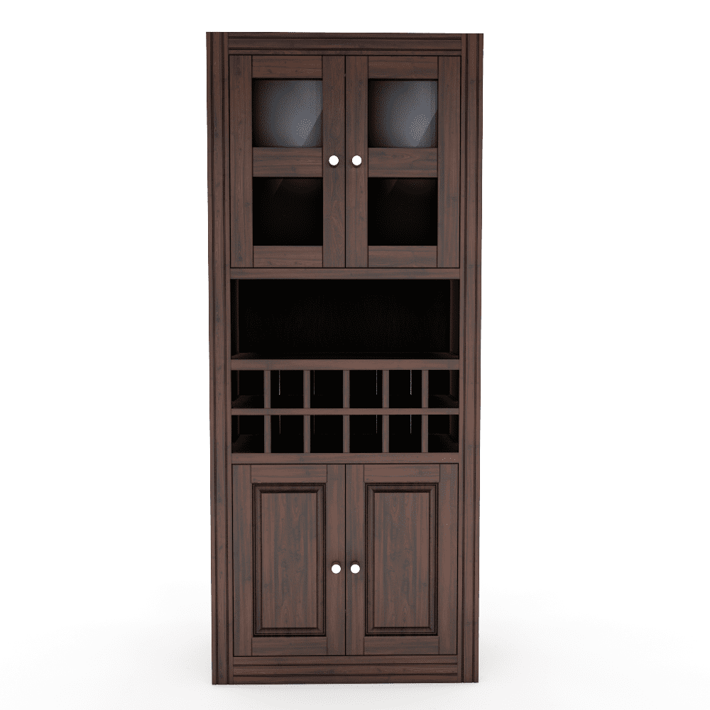 Muebles Insignes - Vitrina Bar Berlin Madera Vidrio 4 Puertas Color Chocolate