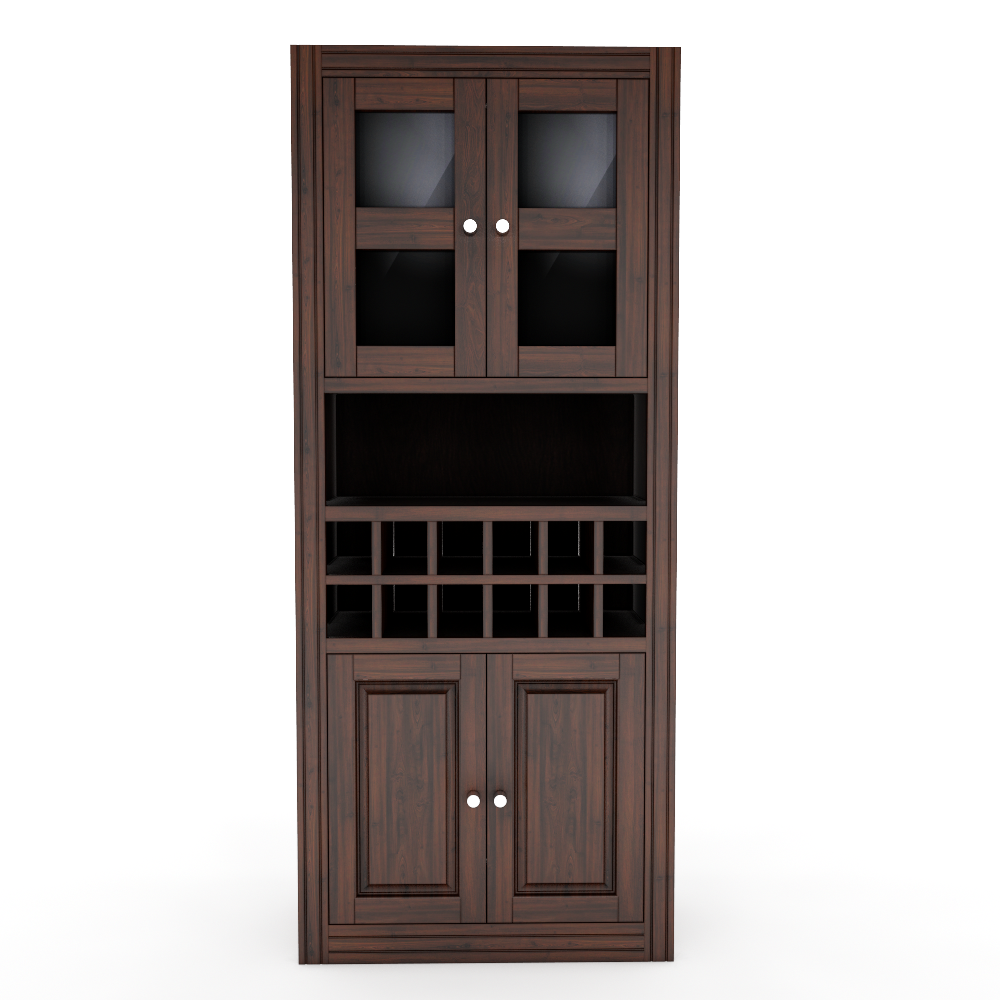 Muebles Insignes - Vitrina Bar Berlin Madera Vidrio 4 Puertas Color Chocolate