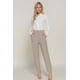 thumbnail image 2 of Saronite Pantalones Largos Elásticos Premium de Cintura Alta con Detalle de Pinzas, Beige (para Mujer), 2 of 4