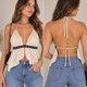 thumbnail image 2 of Blusa Top Mujer Halter Con Tachas Y Caída Asimétrica beige Talla Única, 2 of 3