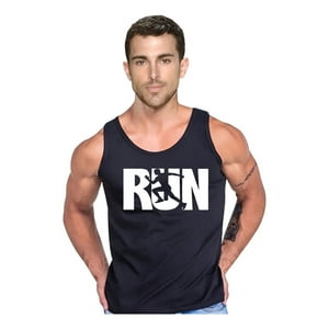 Persodesign - Polera Diseño Run Musculosa Tank Gym Life Talla L Negro Hombre