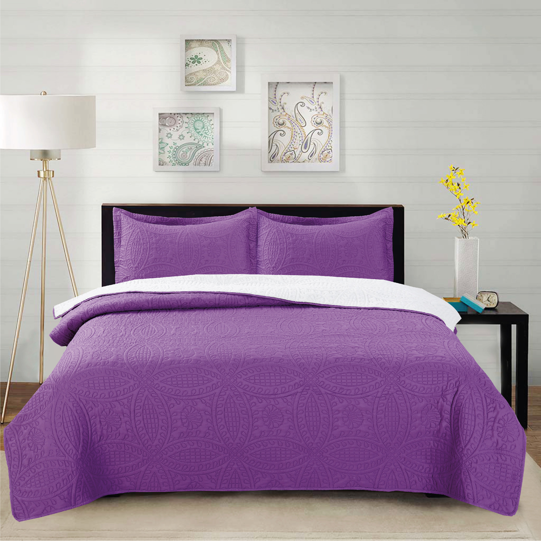 Chantilly - Cubrecama Micro Ultra Sherpa 1.5P Color Morado