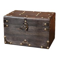 Ioensy - Caja De Almacenamiento De Diseño Retro, Cofre Del Tesoro De Madera Para Mujer, Novia, Compromiso, Gris