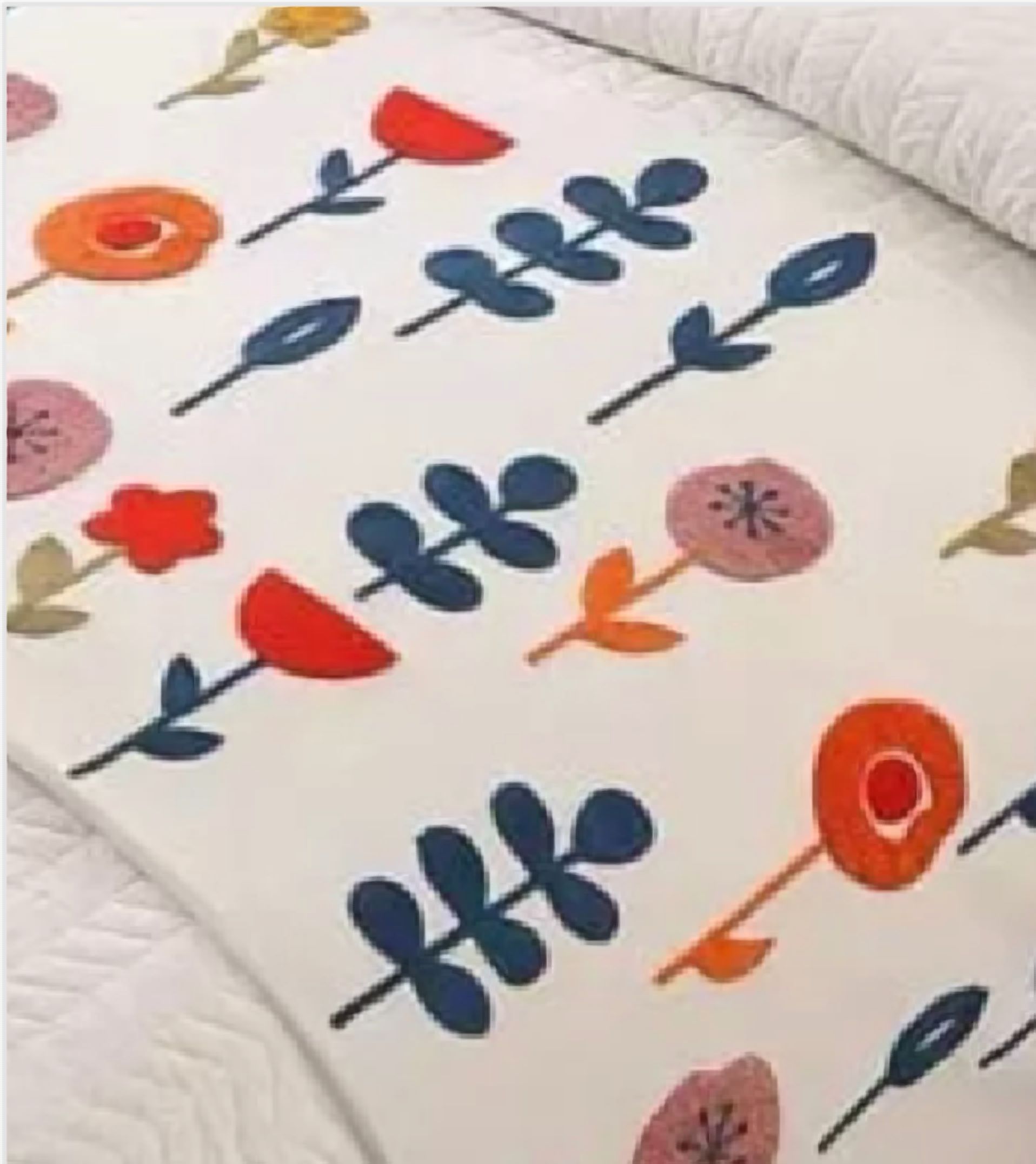 Genérico - Piecera Bordada Para Cama Sin Fundas De Cojín Diseño 2 Color Crema