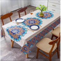 Genérico - Mantel Rectangular Antimanchas 140 X 230 Cm - Crema Mándalas Hindúes