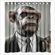 thumbnail image 1 of Cortina de ducha con diseño de mono con pistola, juego de cortinas de baño con ganchos, tamaño 66 x 72 pulgadas, 1 of 3