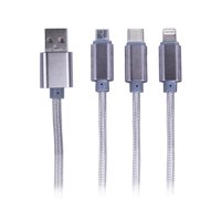Philco - Cable 3 En 1: C / Micro Usb / Lightning Metalico