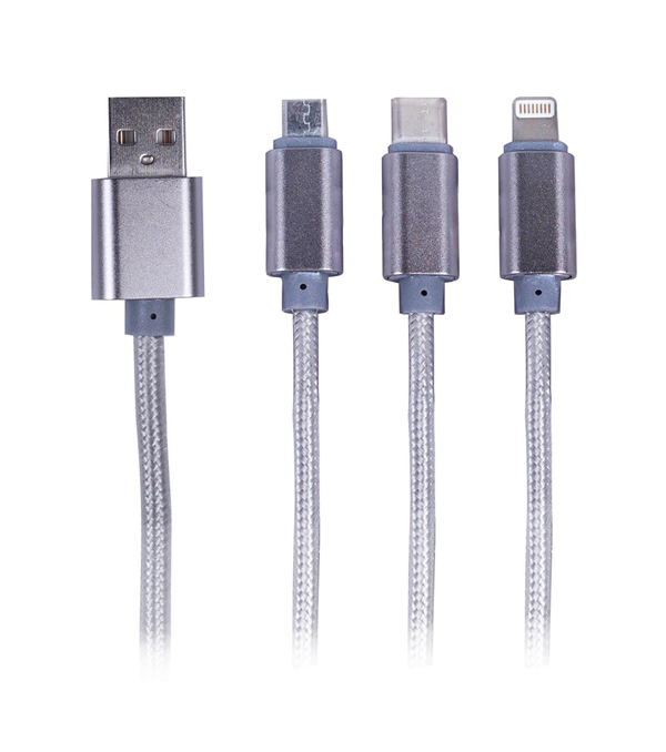 Philco - Cable 3 En 1: C / Micro Usb / Lightning Metalico