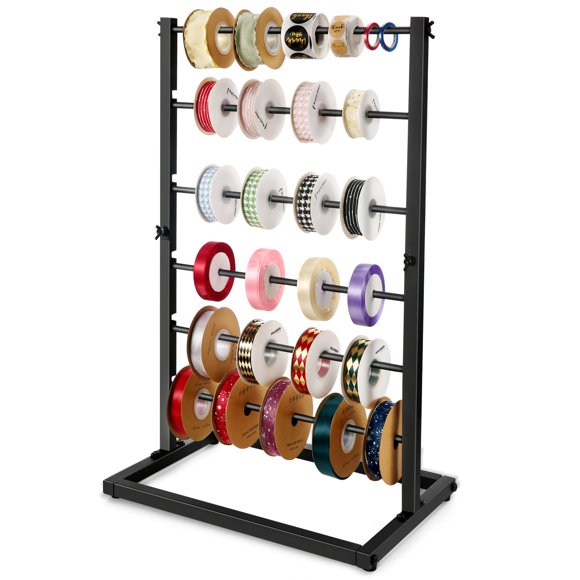 Estante para cintas Aulin 45 × 30 × 74 cm 6 niveles negro ajustable