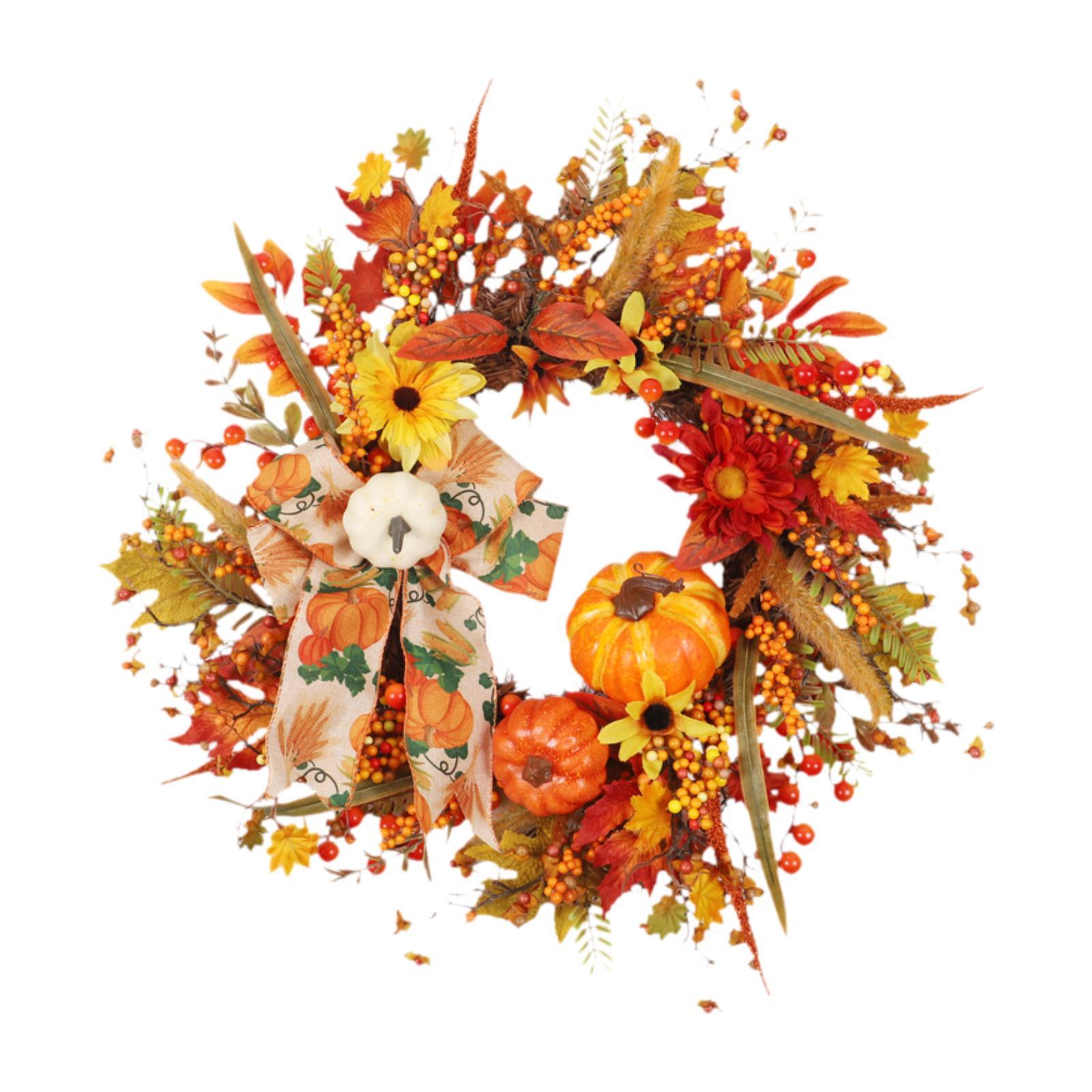 Magideal - Corona De Acción De Gracias, Guirnalda De Bayas De Calabaza Para Puerta De Entrada, Decoración De Regalo, Corona Artificial Para Porches, Ventanas, Sa