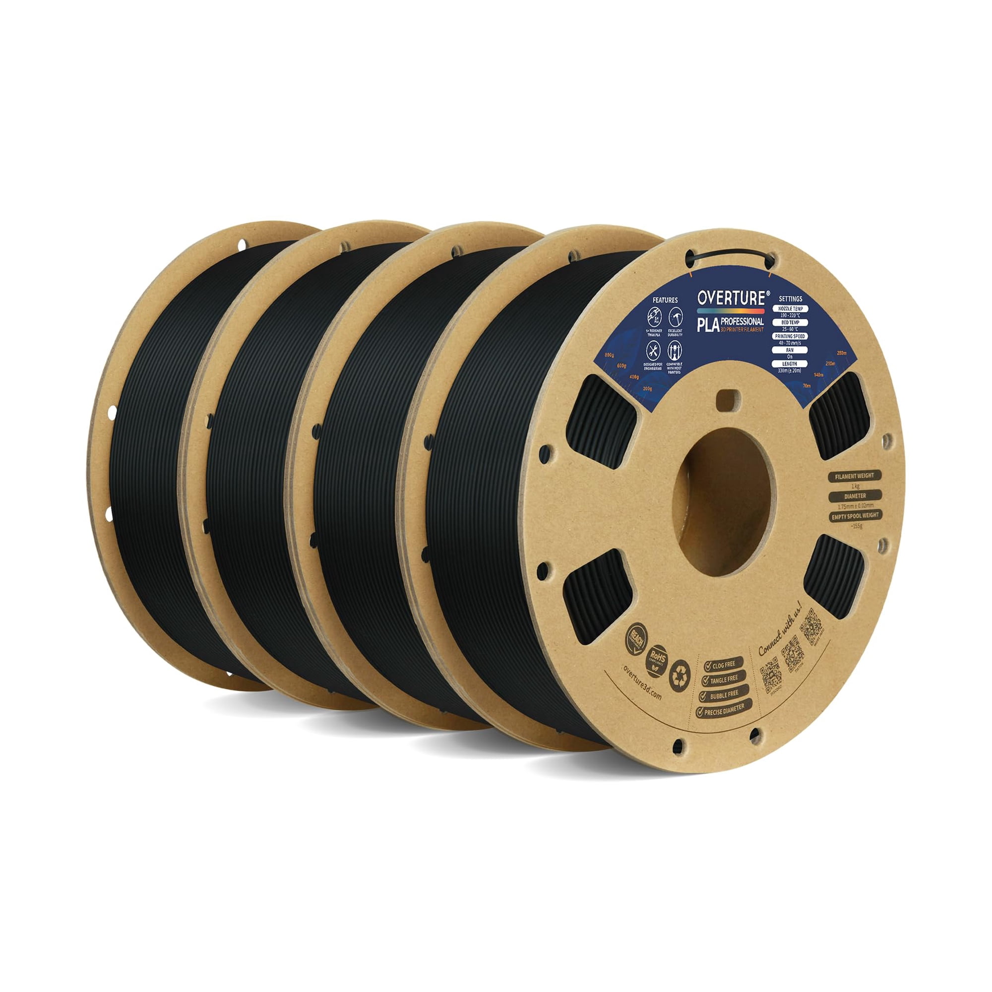 Paquete De Filamento Para Impresora 3d Overture Pla Plus De 1,75 Mm Y 4 Kg