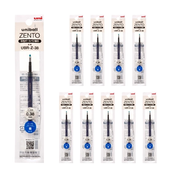 Recarga de Tinta Mitsubishi uniball ZENTO UBR-Z-38, 0.38 mm Azul, Paquete de 10