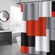 thumbnail image 1 of Cortina de ducha moderna de mediados de siglo, color rojo, accesorios de baño, juego de cortina de ducha negra y gris con 12 ganchos, 183 x 183 cm (rojo), 1 of 8