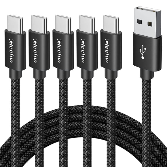 Cable USB C CLEEFUN de carga rápida de 3 pies y 5 unidades para iPhone Samsung
