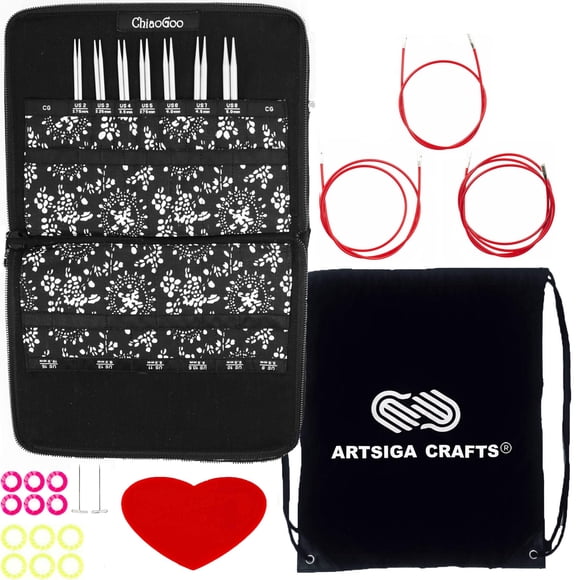 Juego de agujas de tejer ChiaoGoo Twist Red Lace 7500-S con bolsa