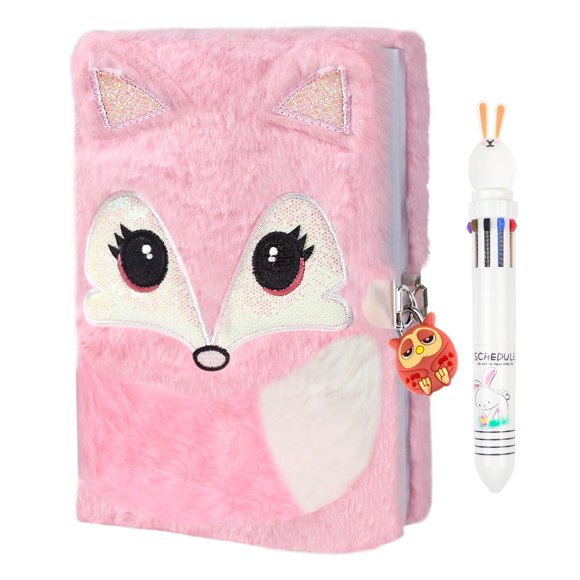 Diario de Zorro de Peluche ParkistStar con Cerradura y 80 Hojas
