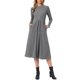 thumbnail image 2 of Vestido de punto acanalado INSPIRE CHIC para mujer, casual, de manga larga, cuello redondo con bolsillos, línea A, vestidos largos de punto XS gris, 2 of 6