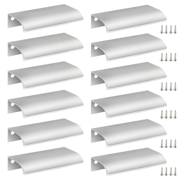 Tirador para gabinete Qjaiune de aluminio, 80 mm, plateado, 12 piezas