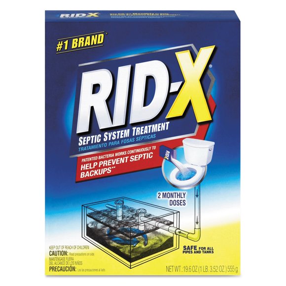 Tratamiento séptico en polvo Rid‑X 555 g – seguro para tuberías