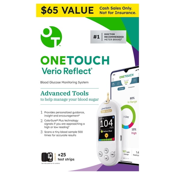 Medidor Glucosa OneTouch Verio Reflect ColorSure 25 Tiras