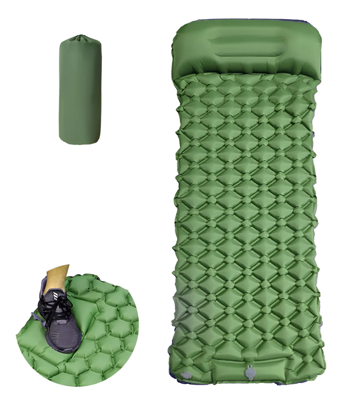 Genérico - Inflable Colchoneta Camping Individual Con Bomba De Pie