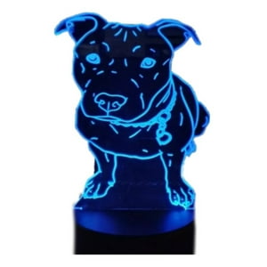 Lelumania - Lampara Ilusion 3D Pitbull De 7 Colores, Base Touch
