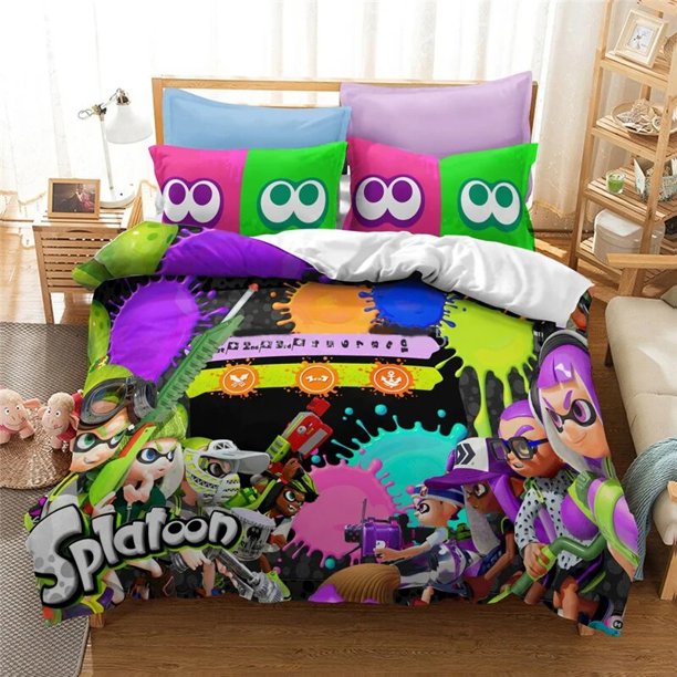 ed SplatoonBedding Set Boys Girls Duvet Cover Pillowcase Bed Kids Adult Fashion Home Textileextile