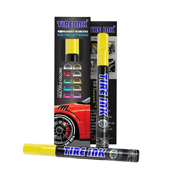 Marcador de pintura amarillo impermeable y permanente para llantas, 2 unidades