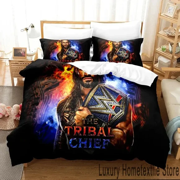 Wrestler Roman Reigns TRIBAL CHIEF Bedding Set Duvet Cover Bed Set Quilt Cover Pillowcase Comforter Size Boys Adult Bed Sheets