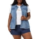 thumbnail image 5 of Chaleco de Jean sin Mangas para Mujer de Talla Grande Agnes Orinda con Dobladillo Deshilachado Chaqueta de Mezclilla de Moda 4X Azul, 5 of 7