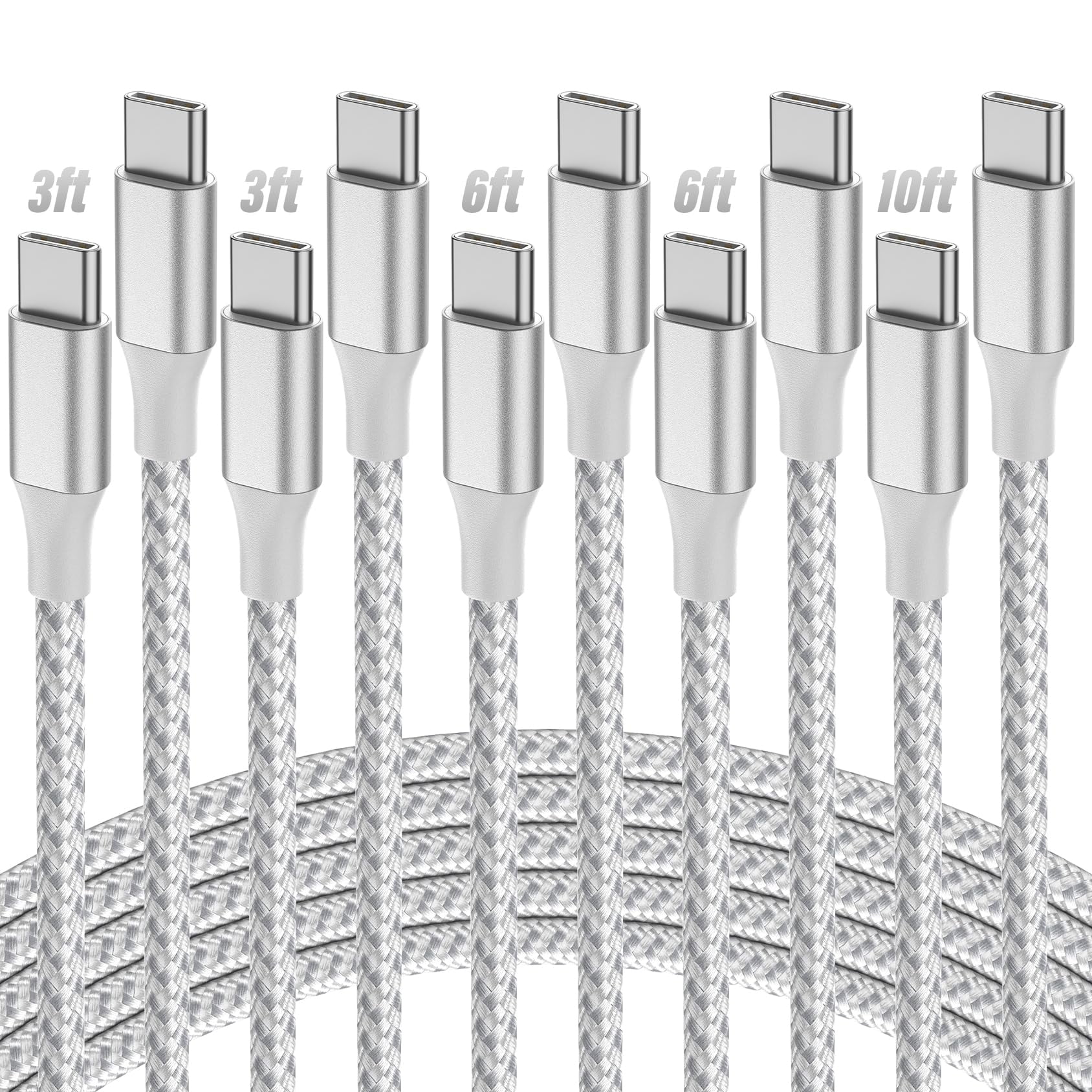 Cable Usb C A Usb C Swaggwood, Paquete De 5 [1/2/3/3/5 M], Carga Rápida De 60 W