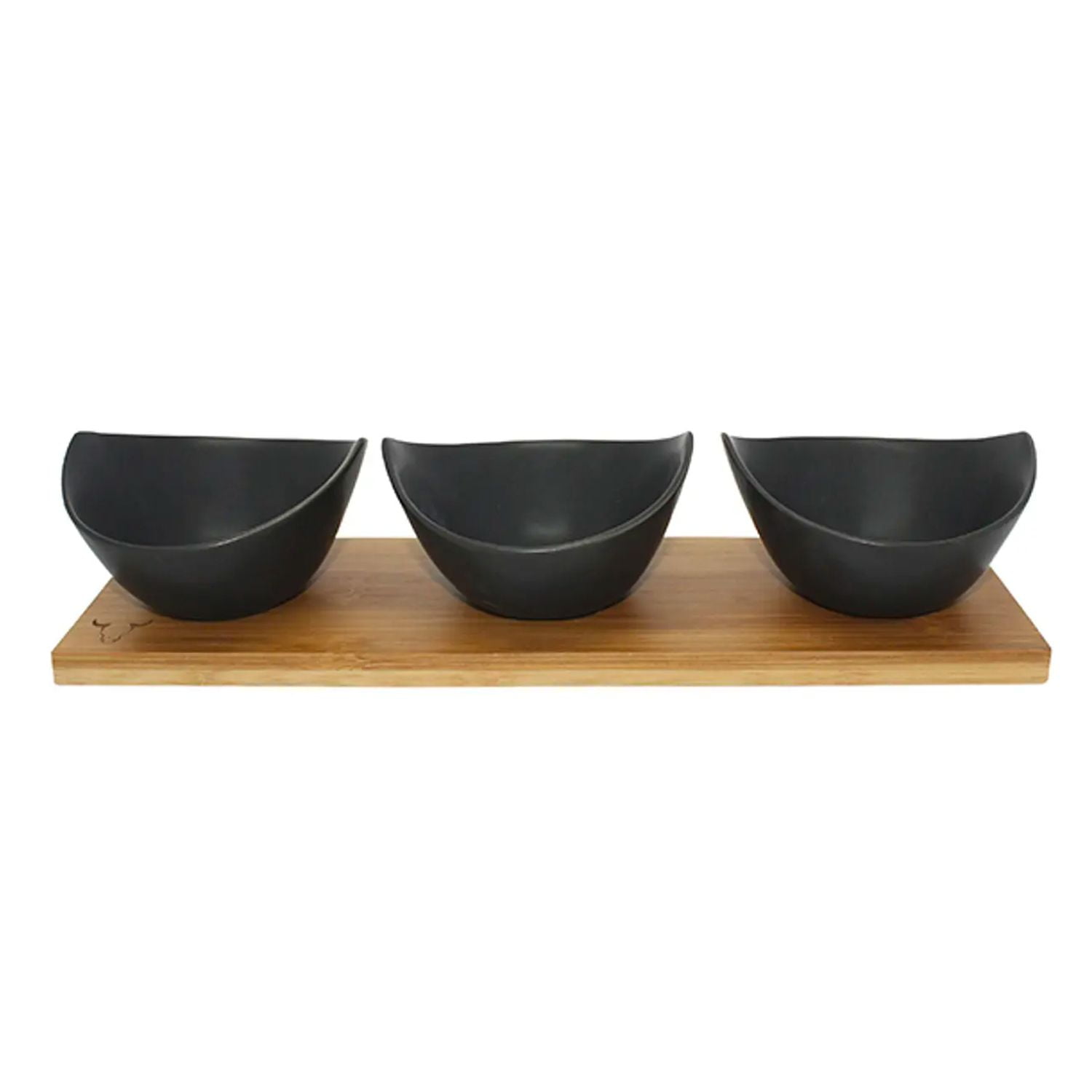 Set Wayu 3 Bowls Ceramica Con Bandeja 30cm Aperitivo Cocina