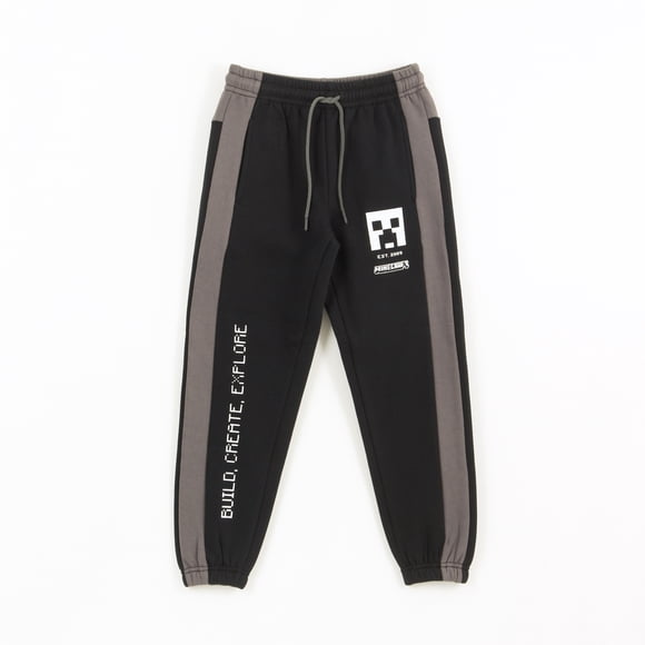 Pantalón de Buzo Niño Banda Lateral Negro Minecraft