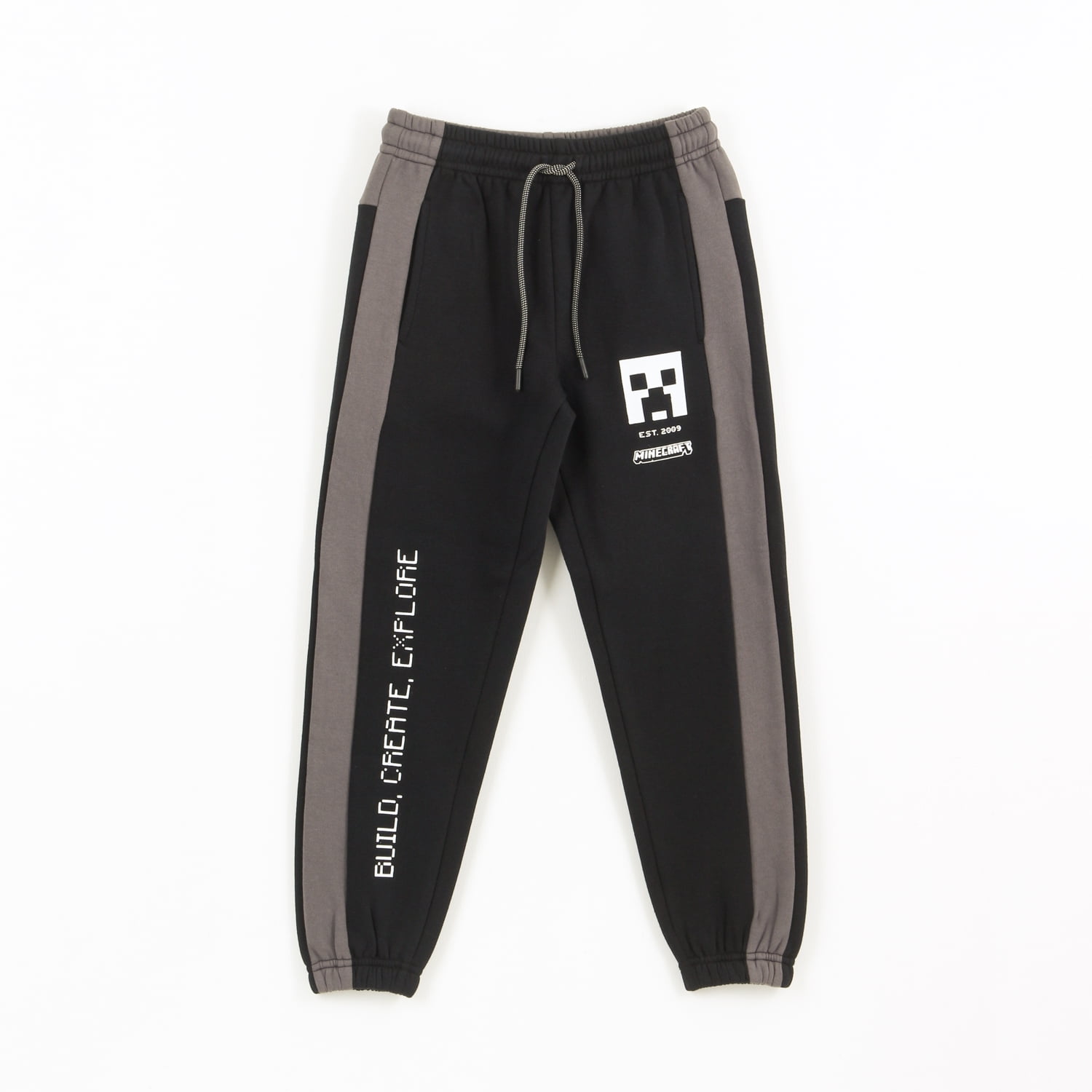 Pantalón De Buzo Niño Banda Lateral Negro Minecraft