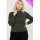 thumbnail image 1 of Saronite Blusa Básica de Manga Larga y Cuello Alto, Color Oliva (Talla Grande para Mujer), 1 of 3