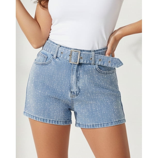Short Mujer Mezclilla Fashion con Detalles Brillantes