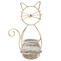 Magideal - Macetero De Cristal Para Escritorio, Jarrón Hidropónico, Macetero De Cristal Para Escritorio Con Forma De Gato, Soporte Para Jarrón Para Decoración De Oro