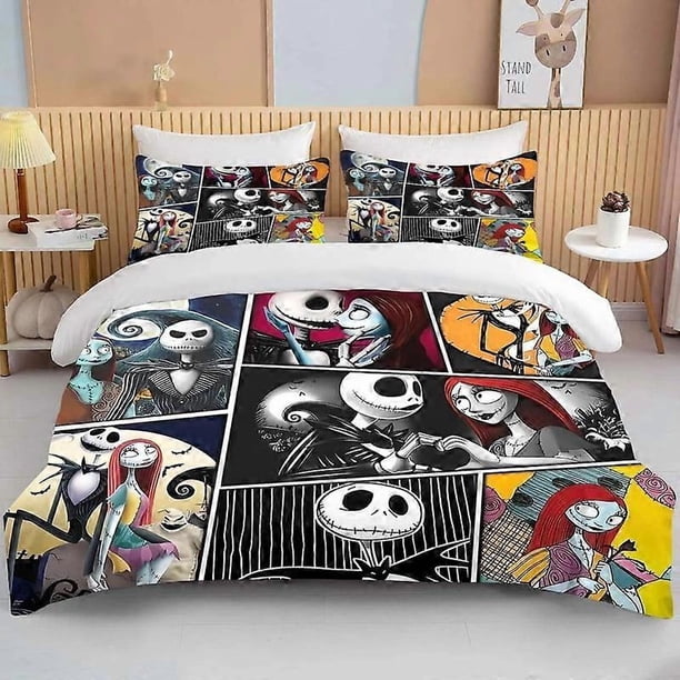 Bedding Set Nightmare Before Christmas Jk Sally Boy Gir Duvet Cover Pillowcase Gift Family Bedroom, Three piece home bedding set
