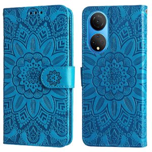 Funda Tipo Cartera Foxdock Para Honor X7 , Diseño Girasol En Relieve, Cuero Pu, Cierre Magnético, Soporte Y Tarjetero