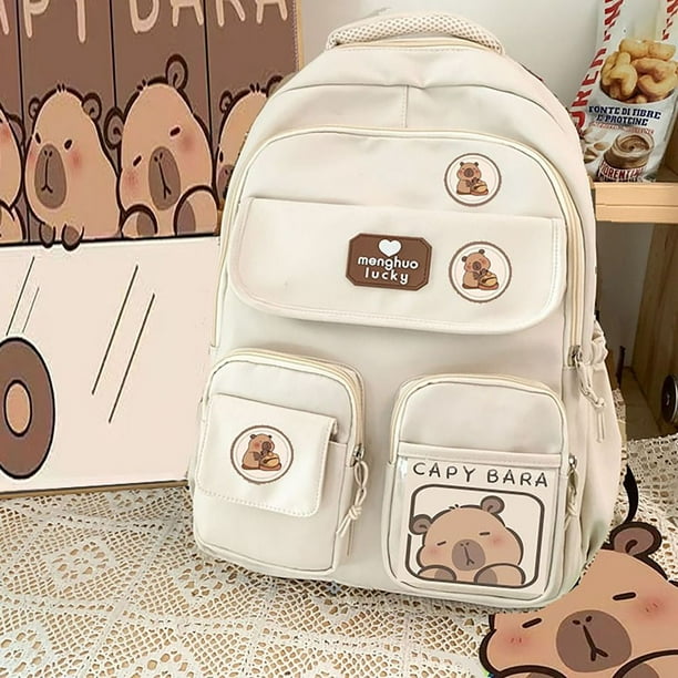 Cute Capybara Schoolbag Large Capacity Adjustable Strap Versatile Backpack Waterproof Computer Bag Student