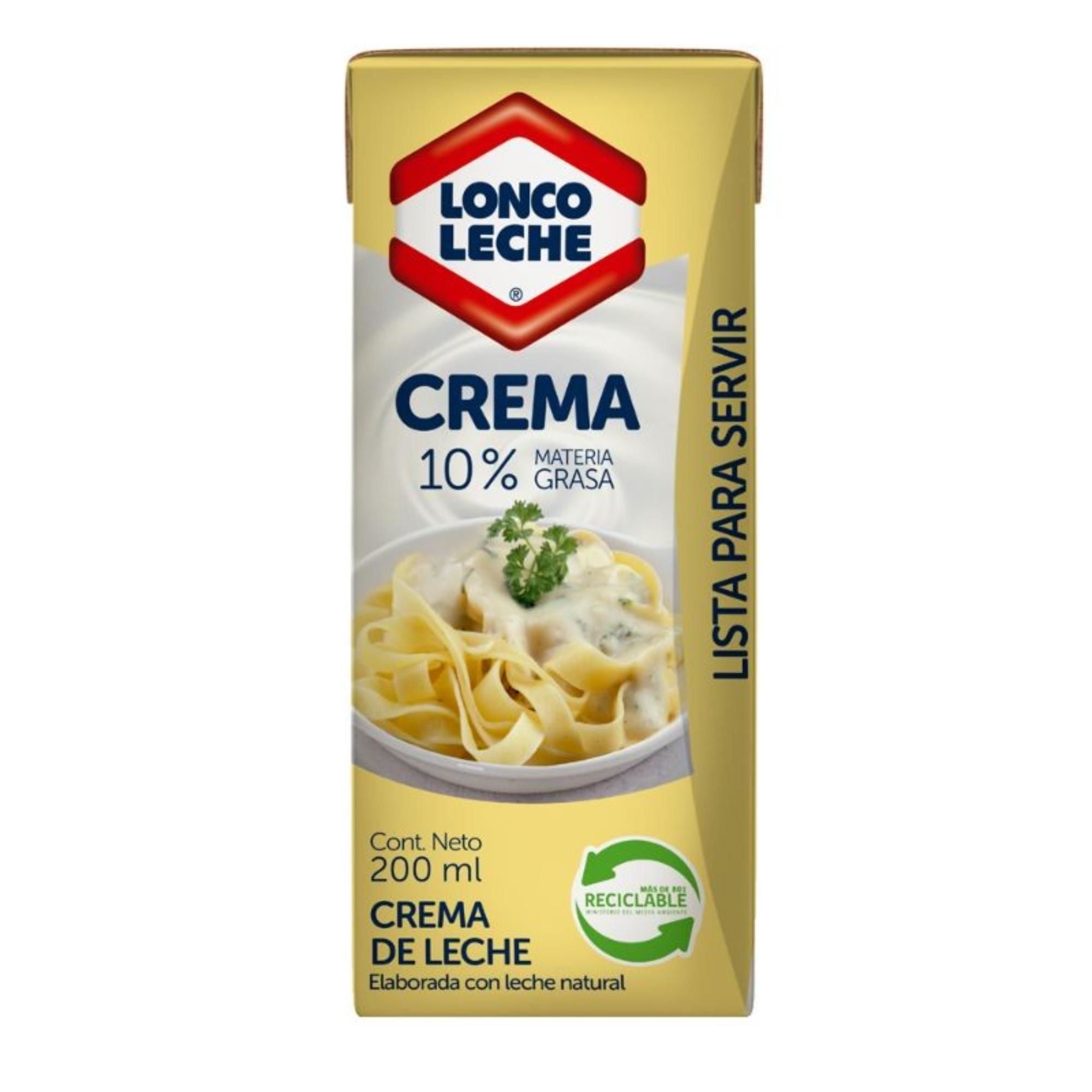 Crema De Leche Light Lista Caja 200 ml Loncoleche