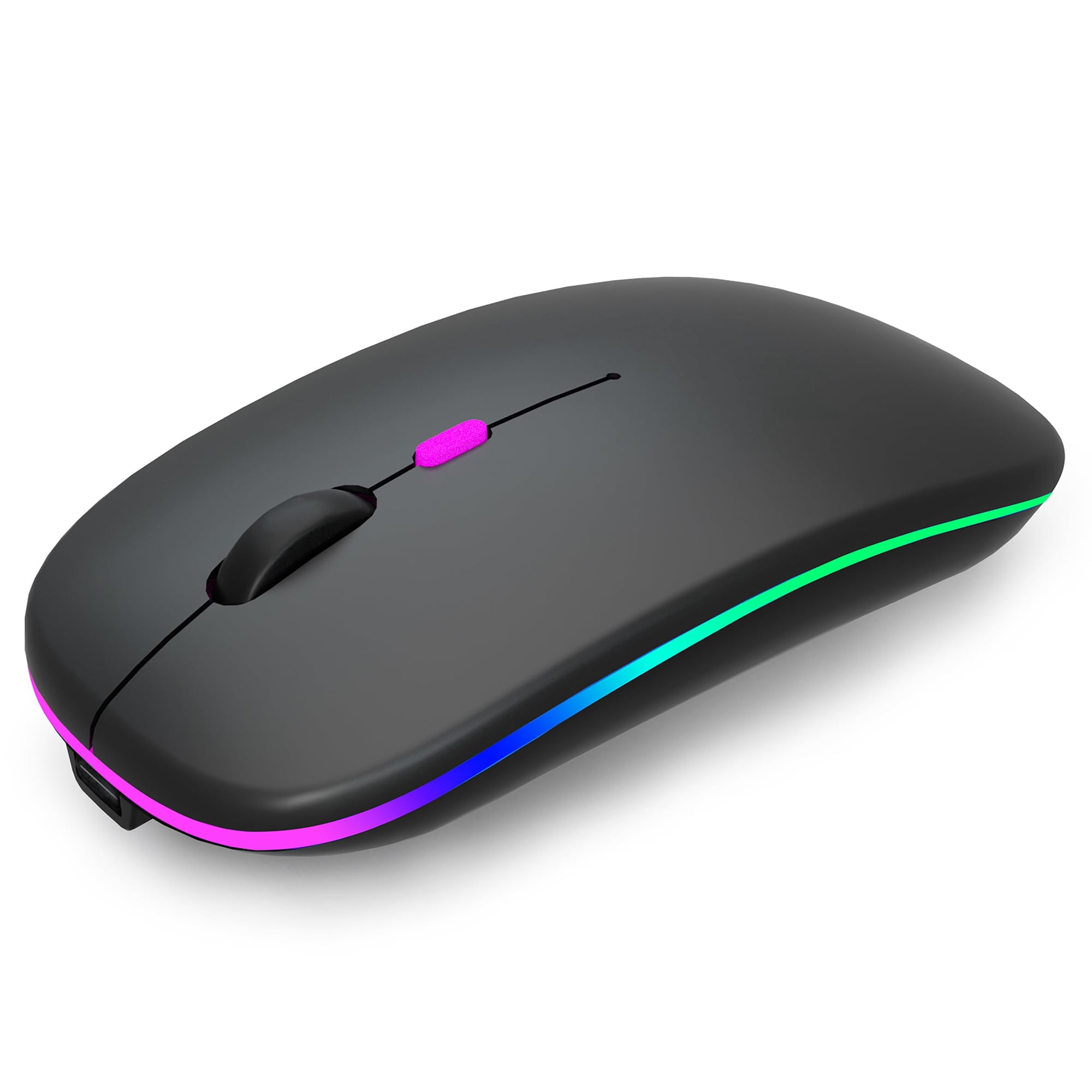 Ratón Inalámbrico Bluetooth Aikokok Recargable Con Led Negro