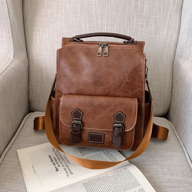 2022 Women Vintage Leather Backpacks Vintage Female Shoulder Bags Sac a Dos Casual Travel Ladies Bagpack Mochilas School Bags