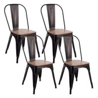 Novahus - Pack 4 Sillas Tolix Vintage Asiento Madera Negro