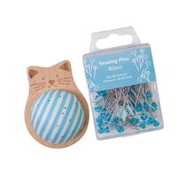 Magideal - Soporte De Alfiler De Costura De Alfileres Con 80 Alfileres De Cabeza Plana Recta De Decoración Del Hogar Portátil Cojín Para Coser La Embarcación De D